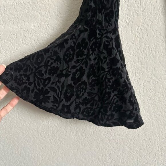 Lily Rose Black Velvet burnout Dress - Bell Sleeves, Whimsigoth Romantic Sz XS - Picture 3 of 10